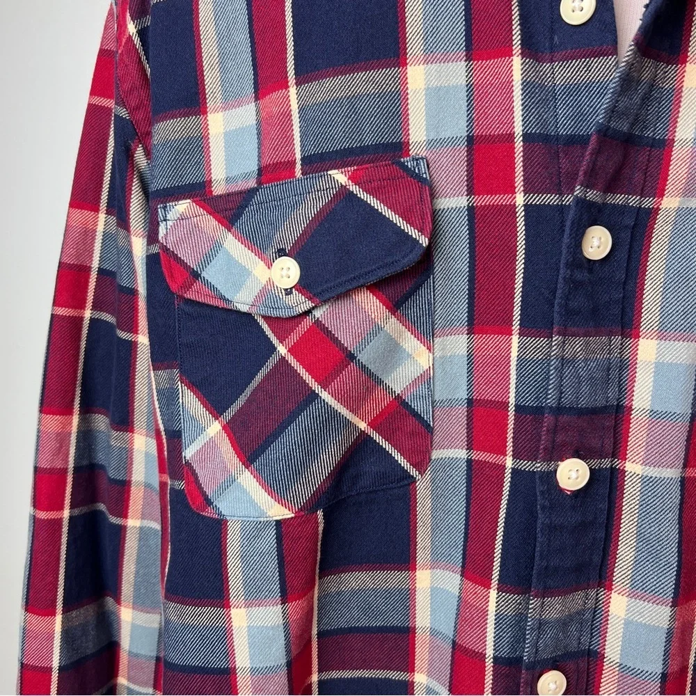J.Crew Heavyweight Flannel Shirt | Men’s Size Large | Red & Blue Plaid | Cotton